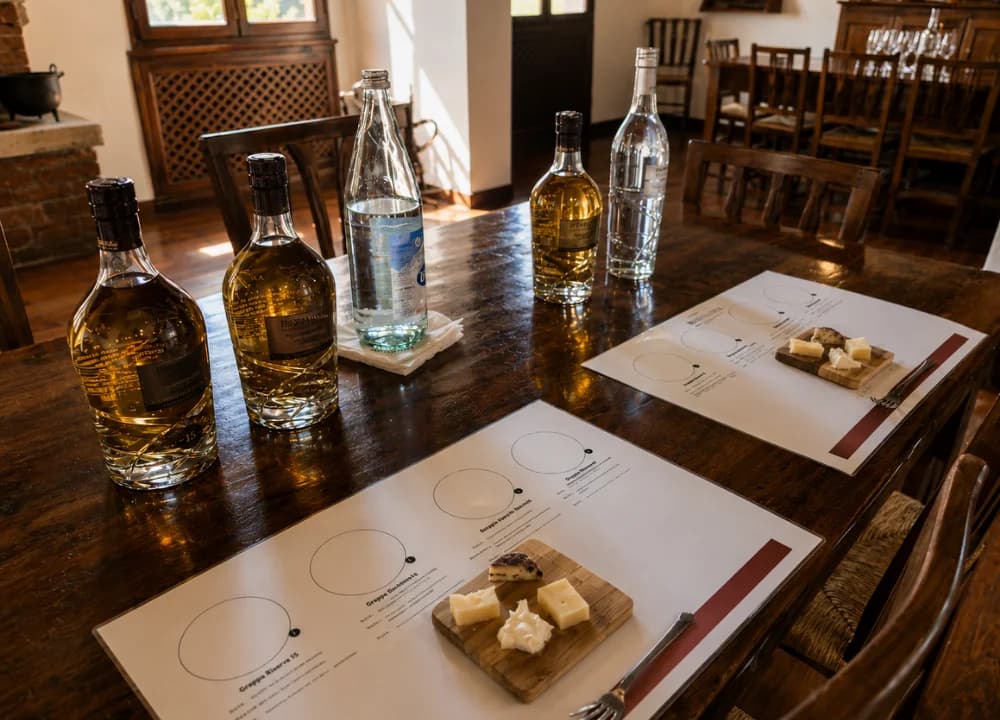 Famolo - Grappa d’autore: visita storica con 4 degustazioni e formaggi locali