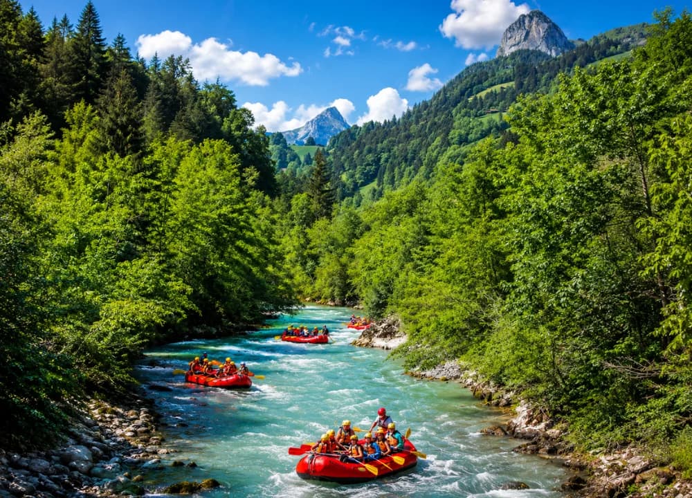 Famolo - Rafting panoramico nella valle svizzera: rapide dolci tra boschi e prati alpini